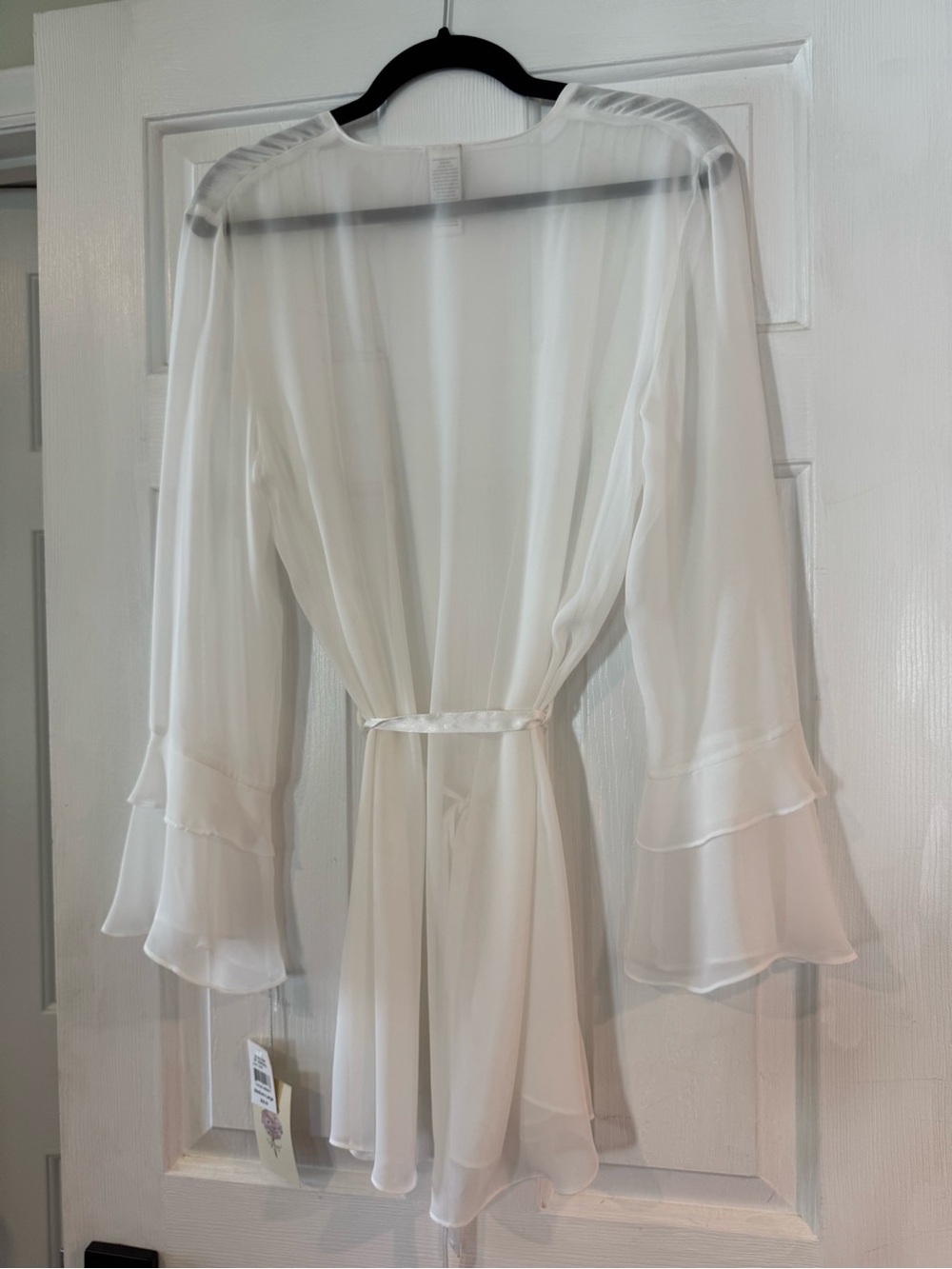 Sheer White Chiffon Tie-Front Robe by Dreamgirl - Picture 4 of 5